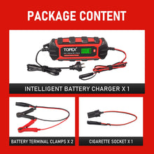 Load image into Gallery viewer, TOPEX Car Battery Charger, 10A 6V/12V Smart Automatic Battery Charger Maintainer with LCD Display for Lead Acid, LiFePo4 Battery in Truck, Motorcycle