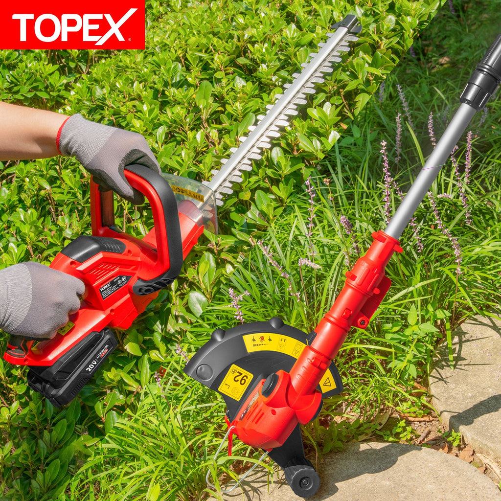 TOPEX 20V Cordless Power Tool Kit Chainsaw Hedge Trimmer Leaf Blower Grass Trimmer