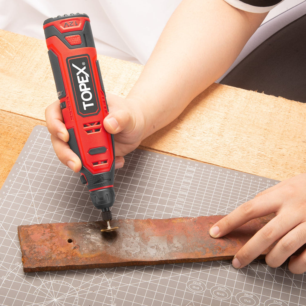 TOPEX 12V Cordless Rotary Tool Speed 5000-25000rpm With 12V 2.0Ah Lithium-Ion Battery&14.4V /0.4A charger