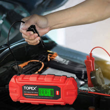 Load image into Gallery viewer, TOPEX Car Battery Charger, 4A 6V/12V Smart Automatic Battery Charger Maintainer with LCD Display for Lead Acid, LiFePo4 Battery in Truck, Motorcycle