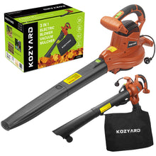 Load image into Gallery viewer, KOZYARD 3-in-1 Electric Leaf Blower Vacuum Mulcher 3000W Hand-Held Leaf Vac Garden Gauge
