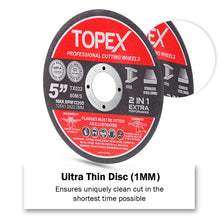Load image into Gallery viewer, TOPEX 50-Piece 125mm 5&quot; Professional Cutting Wheels Discs 2 in 1 Steel Inox Ultra Thin