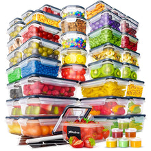 Load image into Gallery viewer, Stelive 56 PCs Food Storage Container Set, Leak Proof Lunch Boxes, BPA-Free Clear Plastic Storage Containers for Home &amp; Kitchen Organization with Labels &amp; Pen