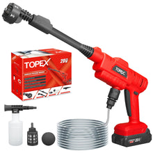 Load image into Gallery viewer, TOPEX 20V Cordless Pressure Washer, 6-in-1 Nozzle for Washing Car/Wall/Floor, Battery