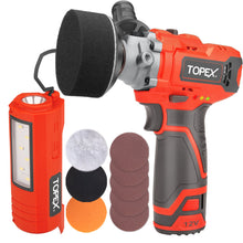 Load image into Gallery viewer, TOPEX 12V Cordless Polisher Lithium-Ion LED Torch w/ Battery &amp; Charger