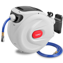 Load image into Gallery viewer, TOPEX 20M Air Hose Reel, 15 Bar Max Retractable Garden Hose Reel, Wall Mounted Air Compressor Hose Reel with Quick Coupling, Auto Rewind, Any Position Stop