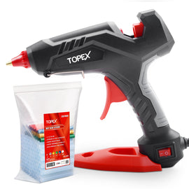 TOPEX 100w Glue Gun & 130 PCS 11mm Sticks Heavy Duty 100W Hot Melt Glue Gun Electric Heating Craft