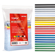 Load image into Gallery viewer, TOPEX 200pce Glue Stick Hot Melt Glue Stick Adhesive Craft Stick Glue Gun 7 X 140MM Various Color