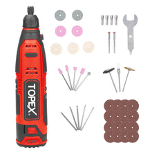 Load image into Gallery viewer, TOPEX 12V Cordless Rotary Tool Speed 5000-25000rpm With 12V 2.0Ah Lithium-Ion Battery&amp;14.4V /0.4A charger
