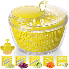 Load image into Gallery viewer, Stelive 2-IN-1 Salad Spinner Salad Spinner Vegetable Chopper Slicer Food Choppers Vegetable Slicer Fruit Cutter Food Dicer with Container Hand Guard (Yellow)