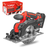TOPEX 20V Circular Saw, with 4.0Ah Battery & Charger, 4,300RPM, 0°- 45° Bevel Cutting