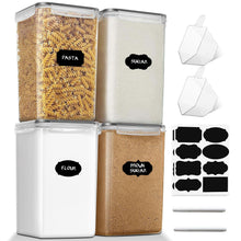 Load image into Gallery viewer, Stelive 4-Piece 6.5L Food Storage Containers Airtight Pantry Storage Containers Organiser Plastic Food Canisters Plastic Canisters w/ Labels &amp; Pen