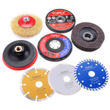TOPEX 20PCs 115mm Cutting Wheel Flap Grinding Disc Wire Brush Diamond Turo Blades Kit