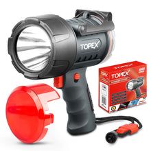 Load image into Gallery viewer, TOPEX Rechargeable Spotlight with 1000 Lumen Cree LED, IP67 Waterproof Handheld Flashlight Searchlight with Detachable Red Light Filter