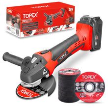 Load image into Gallery viewer, TOPEX 20V Cordless Angle Grinder 125mm Li-ion Grinding Cutting Power Tool w/ 25PCS Grinding Discs