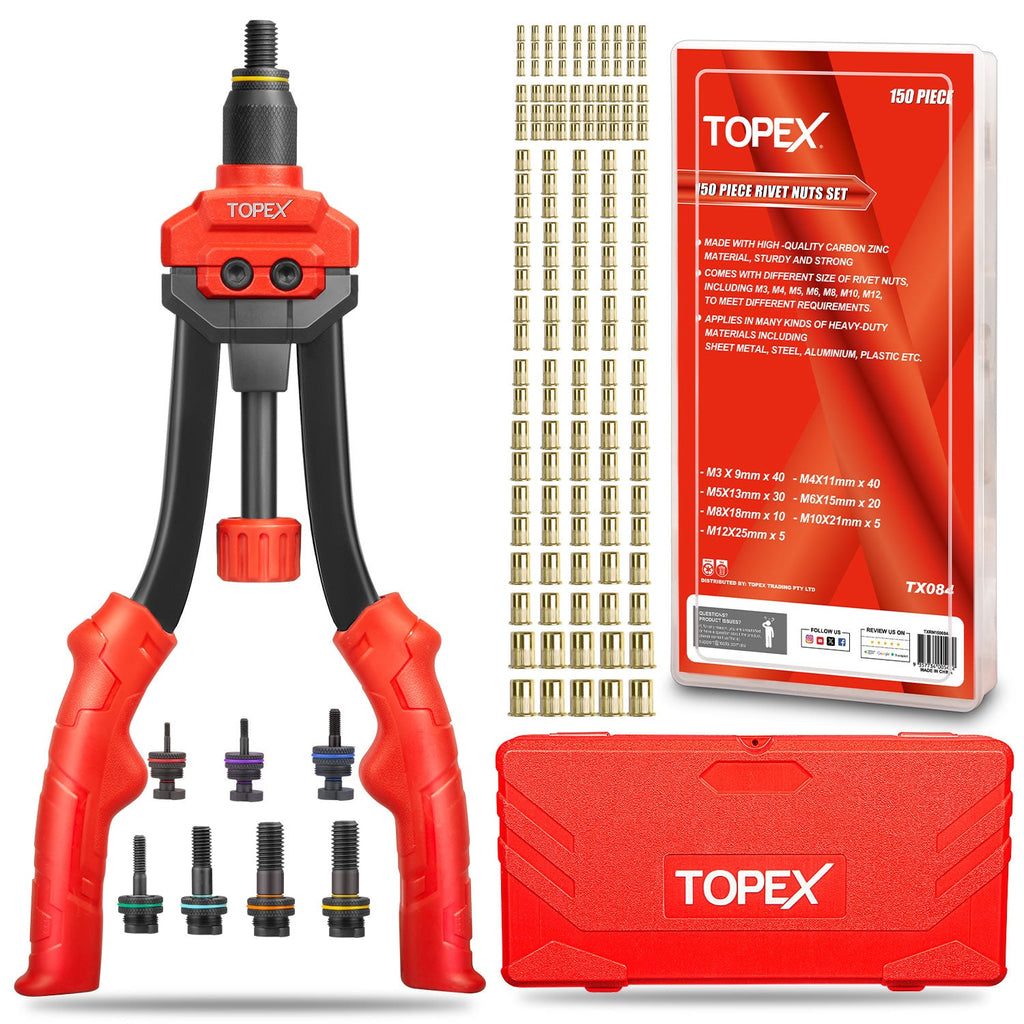 TOPEX 310PCS Rivnut Gun Set Heavy Duty Nut Rivet Riveter Rivnut Nutsert Gun w/Rivet Nut Set