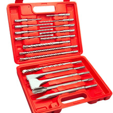 Load image into Gallery viewer, TOPEX 17 Piece SDS PLUS Rotary Hammer Drill Bits Set &amp; Chisel Bits Hole Tool Set