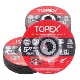 TOPEX 25PCS 125x 6.0x 22.23mm Grinding Discs Wheels Steel Inox Angle Grinder