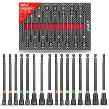 Load image into Gallery viewer, TOPEX 16Pcs Magnetic Impact Nut Driver Set Impact Grade Socket Extension Power Drill Bit Extensions Hex Shank Adapter Drill Nut Driver Tool Accessory