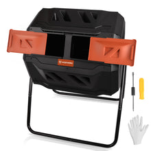 Load image into Gallery viewer, KOZYARD Dual Chamber Compost Bin 360 Degree Rotating with Lids