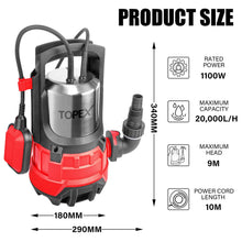 Load image into Gallery viewer, TOPEX 1100W Submersible Dirty Water Pump Sump Swim Pool Flooding Pond Clean