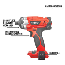Load image into Gallery viewer, TOPEX Cordless Impact Driver 1/4&quot; Hex Drive Skin Only Battery &amp; Charger Not Included