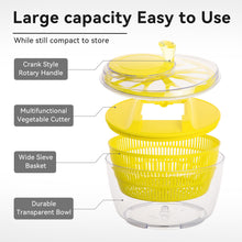 Load image into Gallery viewer, Stelive 2-IN-1 Salad Spinner Salad Spinner Vegetable Chopper Slicer Food Choppers Vegetable Slicer Fruit Cutter Food Dicer with Container Hand Guard (Yellow)