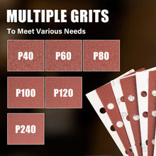 Load image into Gallery viewer, TOPEX 187x93mm sanding sheets, 10x40,60,80,100,120,240 Oxide Sandpaper Sanding Paper Pads Abrasive Sheet Hook&amp;Loop Mixed Grits Coarse Accessories for TOPEX Sanders