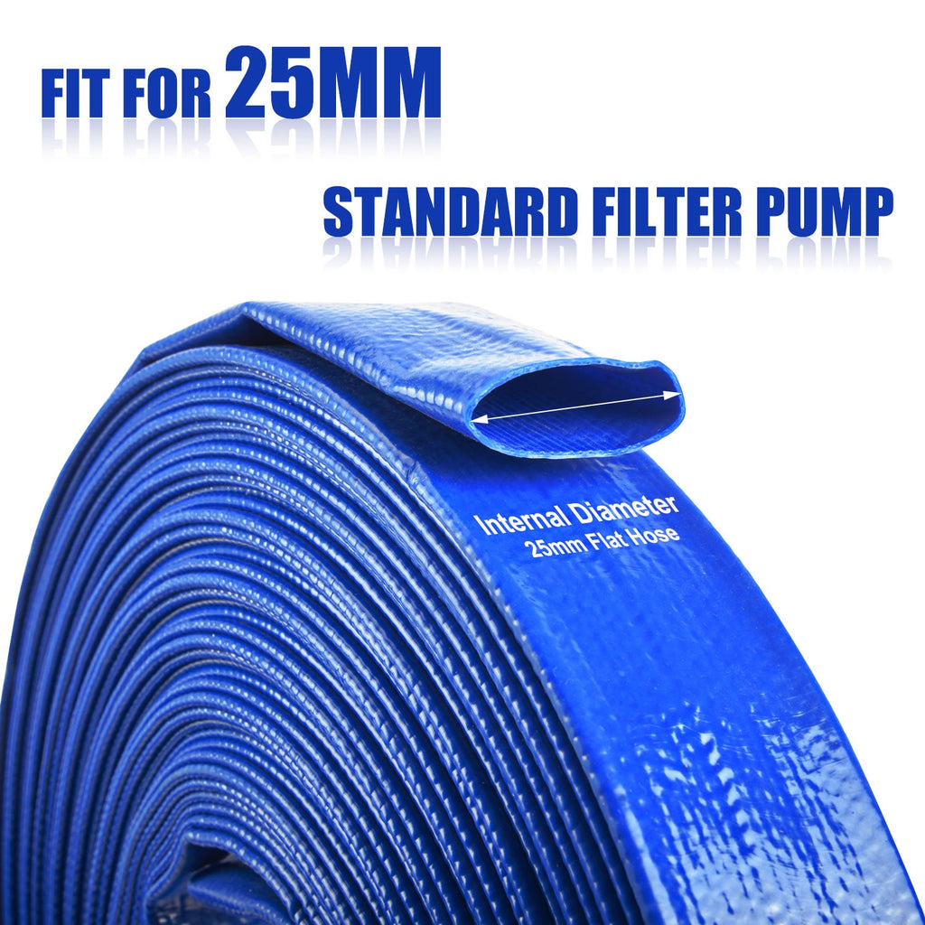 TOPEX 25mm 1" X 50m Submersible water Pump PVC Layflat Hose Kit