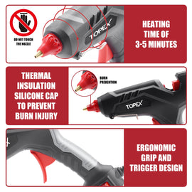 TOPEX 100w Glue Gun & 130 PCS 11mm Sticks Heavy Duty 100W Hot Melt Glue Gun Electric Heating Craft