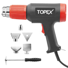 Load image into Gallery viewer, TOPEX Heat Gun Hot Air Heating Tool Kit Dual Speed w/ 5 Accessories Storage Case