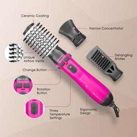Monika 4 in 1 1200W Hair Styler Auto Curler Hot Air Brush w/ Ionic Care Tech Straightening Curling Blow Drying