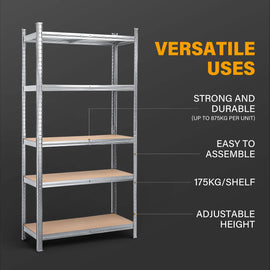 MasterSpec 5-Tier Garage Shelving 1500x700x300mm Warehouse Rack Shelf Storage Rack Garage Shelves