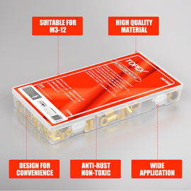 TOPEX 150 PCS Rivet Nut Bolt Steel Rivets Tool Flange Blind Nutserts Flat Zinc M3-M12