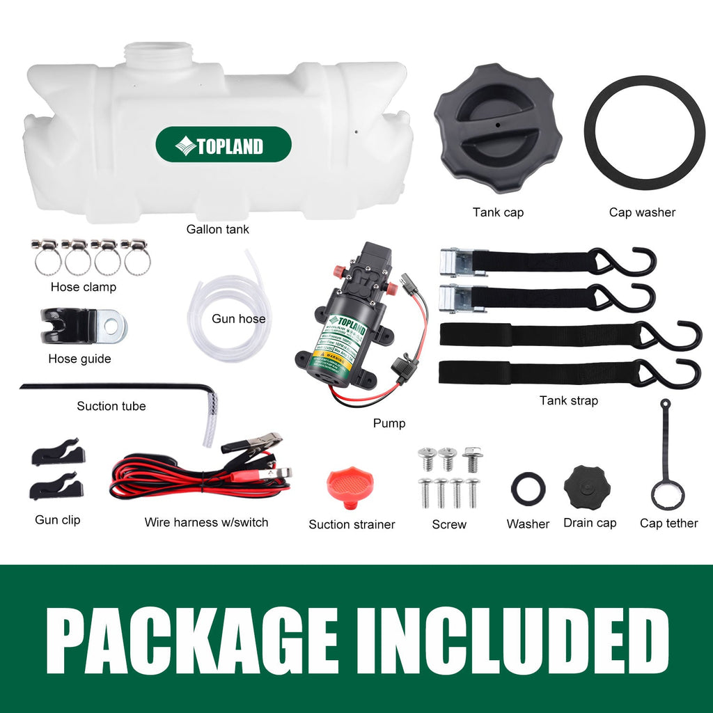 TOPLAND 60L 12V ATV Weed Sprayer Broadcast and Spot Spray Chemical Tank