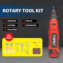 Load image into Gallery viewer, TOPEX 12V Cordless Rotary Tool Speed 5000-25000rpm With 12V 2.0Ah Lithium-Ion Battery&amp;14.4V /0.4A charger