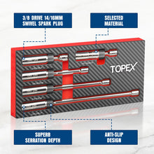 Load image into Gallery viewer, TOPEX 5-PIECE Swivel Spark Plug Socket Set 3/8″ Drive Extra Long