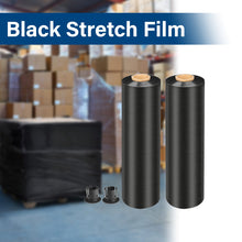 Load image into Gallery viewer, MasterSpec Black Plastic Stretch Wrap Film, 50cm x 400m Durable Packing Moving Packaging Heavy Duty Shrink Film 25U with Plastic Rotary Handle