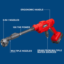 Load image into Gallery viewer, TOPEX 20V Cordless Pressure Washer, 6-in-1 Nozzle for Washing Car/Wall/Floor, Battery