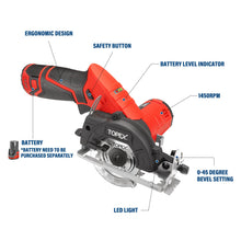 Load image into Gallery viewer, TOPEX 12V Max Cordless Circular Saw 85 mm Compact Lightweight [Skin only]