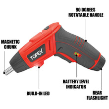 Load image into Gallery viewer, TOPEX 82 Piece Electric Screwdriver Set 4v Max Cordless Screwdriver Set CRV Screw Bits