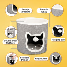 Load image into Gallery viewer, truepal Foldable Cat House Cat Cave Calming Cat Bed for Indoor Cats Washable Cat Condo with Hanging Toy Anti-tip Reinforced Design Suitable for Cats &amp; Kittens