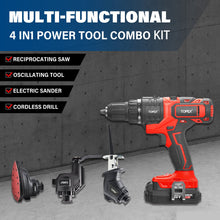 Load image into Gallery viewer, TOPEX 20V 4IN1 Multi-Tool Combo Kit Cordless Drill Sander Reciprocating Saw Oscillating Tool