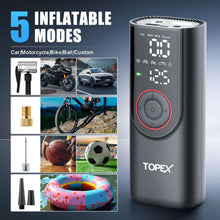 Load image into Gallery viewer, TOPEX 12V Car Tyre Inflator Portable Air Compressor Cordless Air Pump 150PSI Air Pump Dual Power Electric Tyre Pump for Car/ Motorcycle/ Bike/ Ball/ Custom