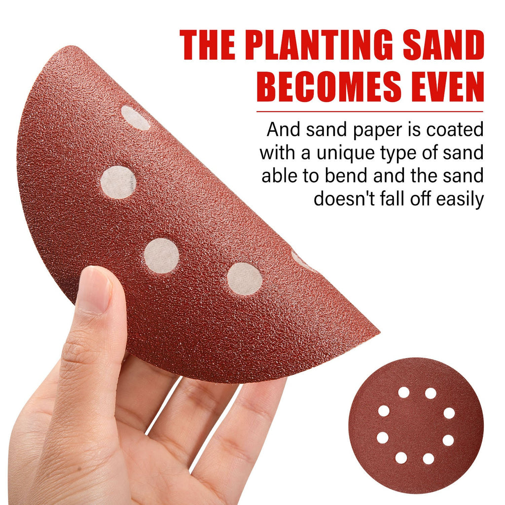 TOPEX 125mm Orbital Sanding Discs Oxide Sandpaper Sanding Paper Pads Abrasive Sheet Hook&Loop Mixed Grits Coarse Accessories TOPEX Sanders