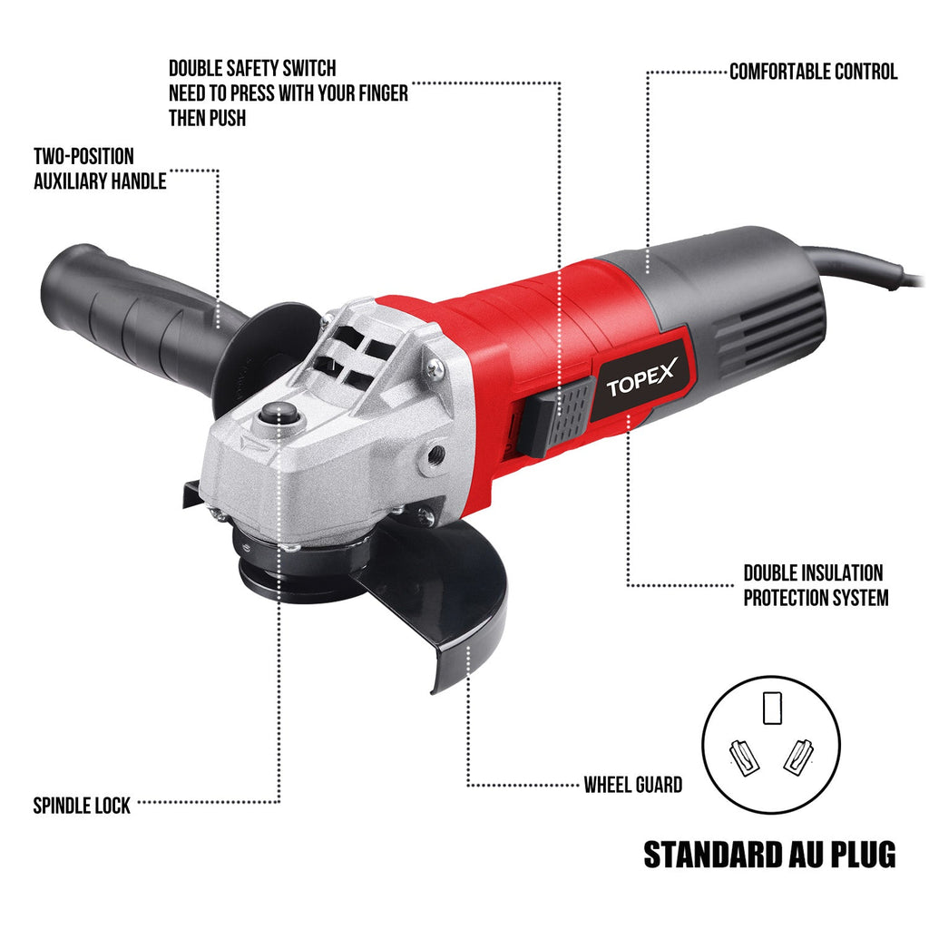 TOPEX Heavy Duty 900W 125mm 5" Angle Grinder w/ 50PCs 5" Cutting Discs