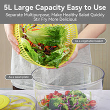 Load image into Gallery viewer, Stelive 2-IN-1 Salad Spinner Salad Spinner Vegetable Chopper Slicer Food Choppers Vegetable Slicer Fruit Cutter Food Dicer with Container Hand Guard (Yellow)