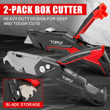 Load image into Gallery viewer, TOPEX Deluxe Folding Utility Knife 2 Piece Lock Back Auto Load Total 58 Blades