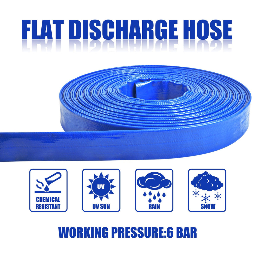 TOPEX 25mm 1" X 50m Submersible water Pump PVC Layflat Hose Kit