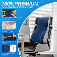 Load image into Gallery viewer, Stelive Ergonomic Back Cushion Lumbar Support Cushion Memory Foam Back Support Orthopedic Backrest Support Pillow w/ Adjustable Straps